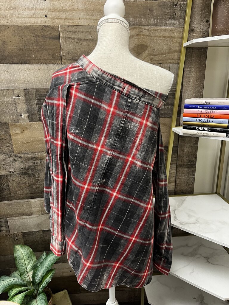 ZARA WOMAN Plaid Asymmetrical Button Down Long Sleeve Shirt Size M