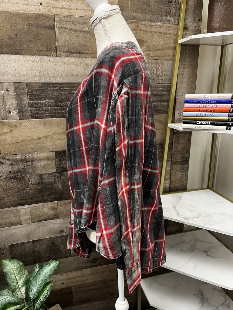ZARA WOMAN Plaid Asymmetrical Button Down Long Sleeve Shirt Size M