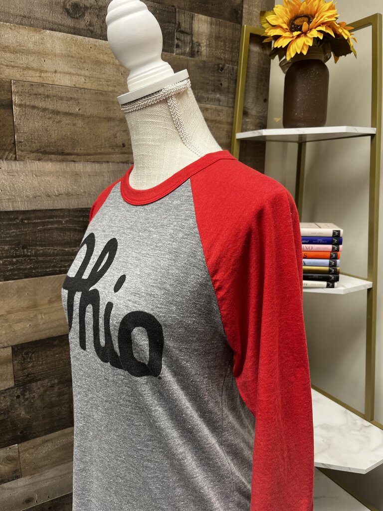 Homage Ohio State OSU Script Ohio Baseball Tee Scarlet and Grey Size M