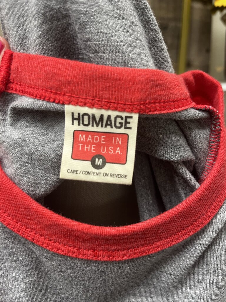 Homage Ohio State OSU Script Ohio Baseball Tee Scarlet and Grey Size M