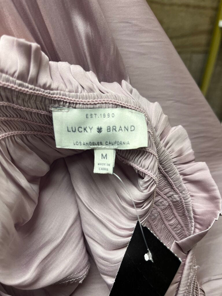 Lucky Brand Rose Pink Ruffle Long Sleeve Blouse Size M
