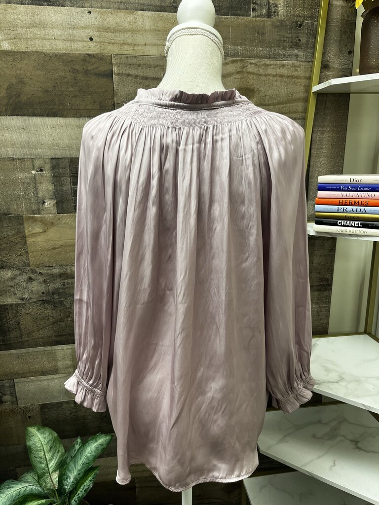 Lucky Brand Rose Pink Ruffle Long Sleeve Blouse Size M