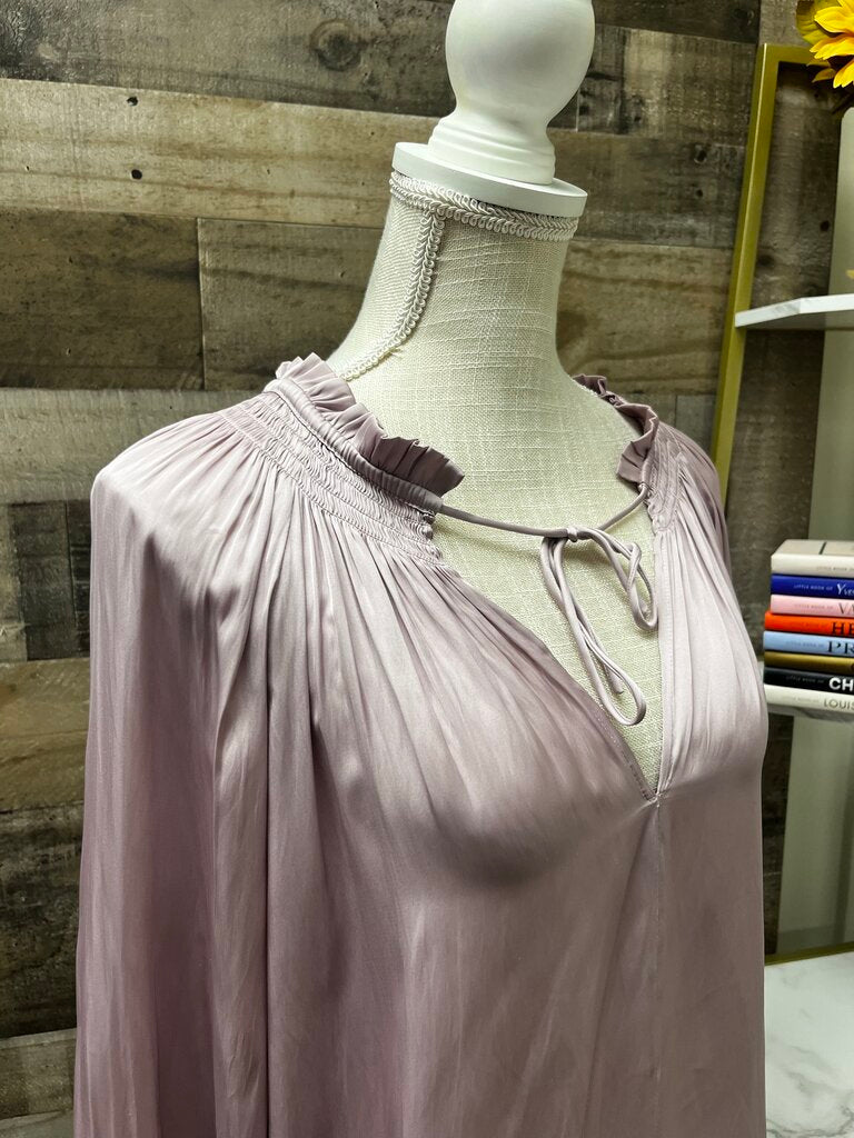 Lucky Brand Rose Pink Ruffle Long Sleeve Blouse Size M