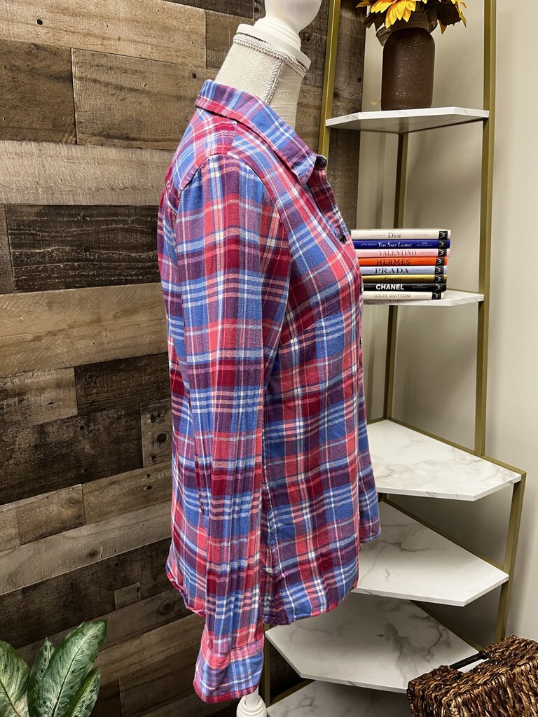GAP The Fitted Boyfriend Plaid Button Down Long Sleeve Shirt Size M