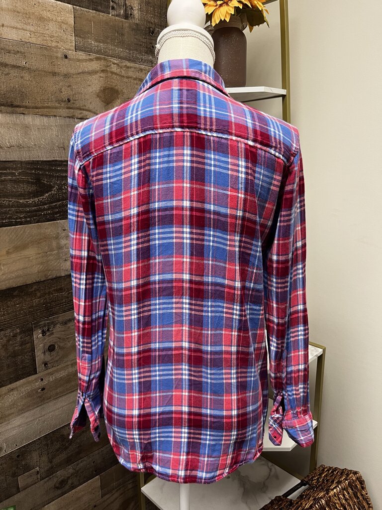 GAP The Fitted Boyfriend Plaid Button Down Long Sleeve Shirt Size M