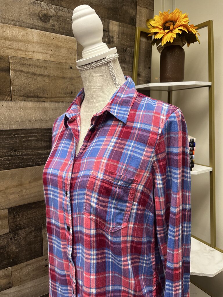 GAP The Fitted Boyfriend Plaid Button Down Long Sleeve Shirt Size M