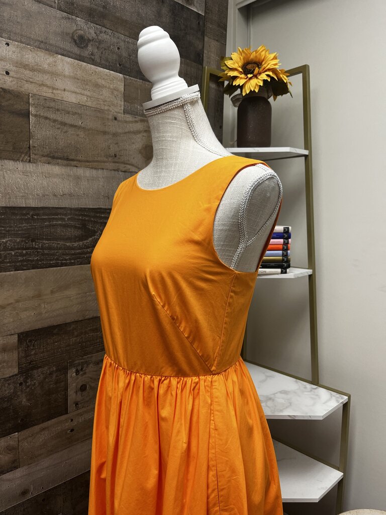 J Crew Orange Baby Doll Midi Dress Size 0