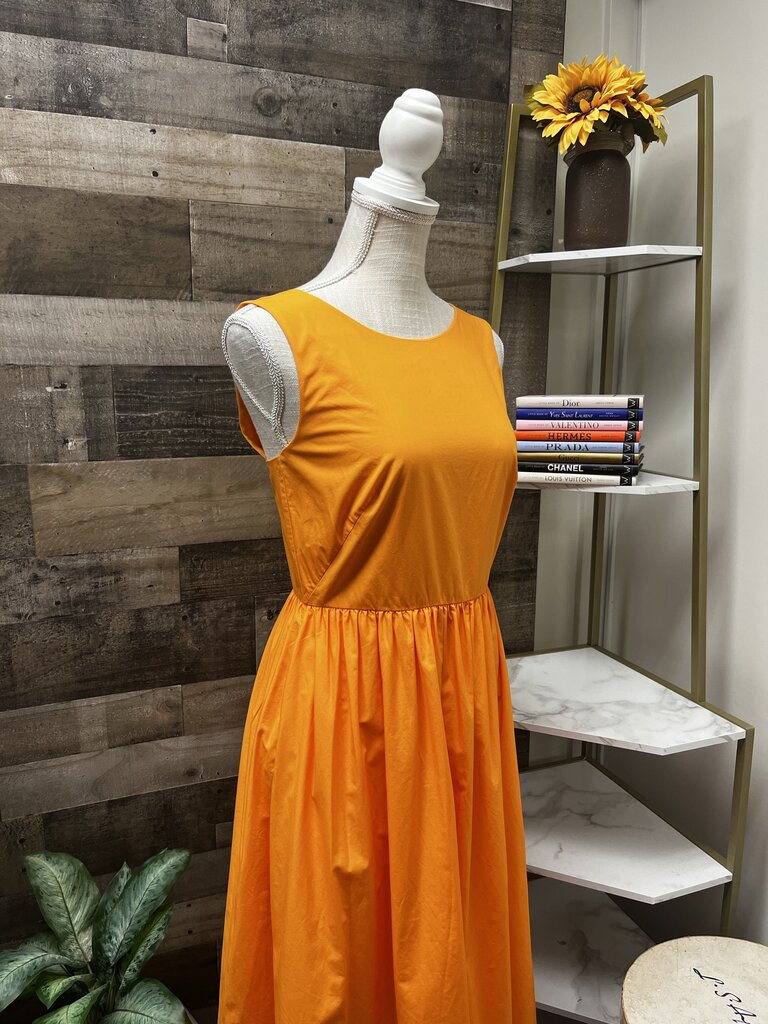 J Crew Orange Baby Doll Midi Dress Size 0