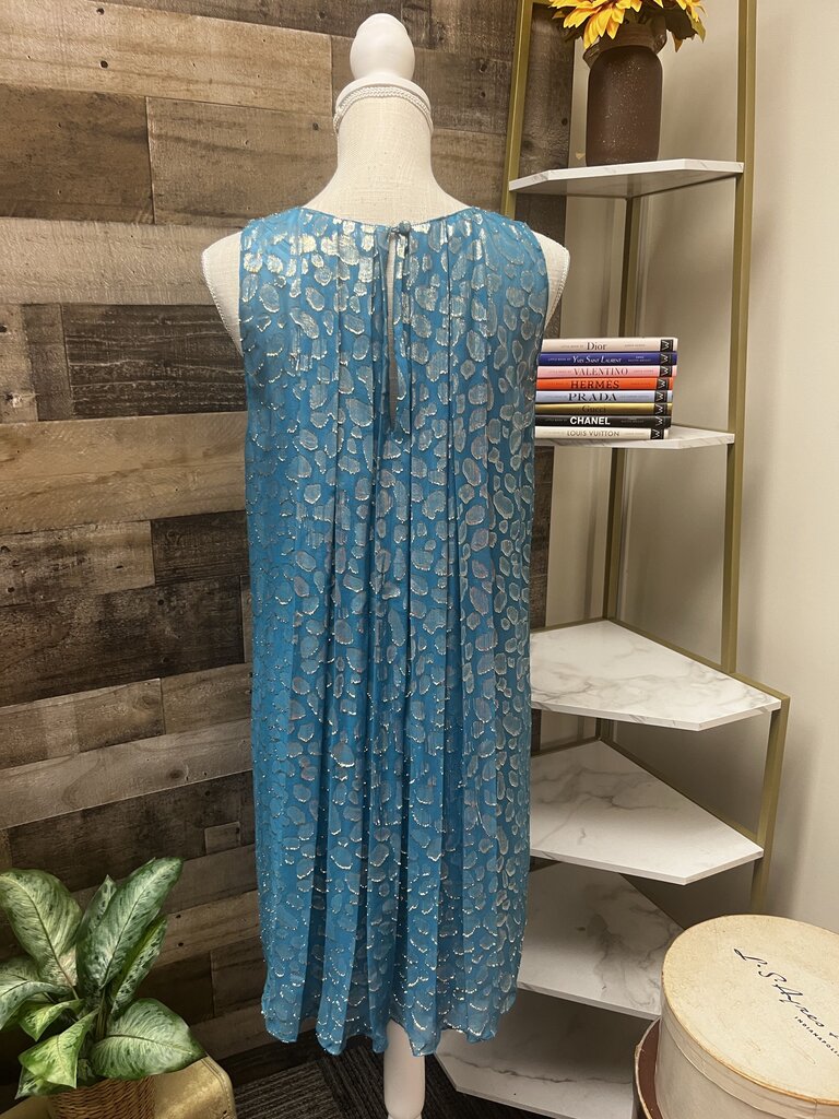 S+B Silk and Metallic Tank Shift Dress Size 12