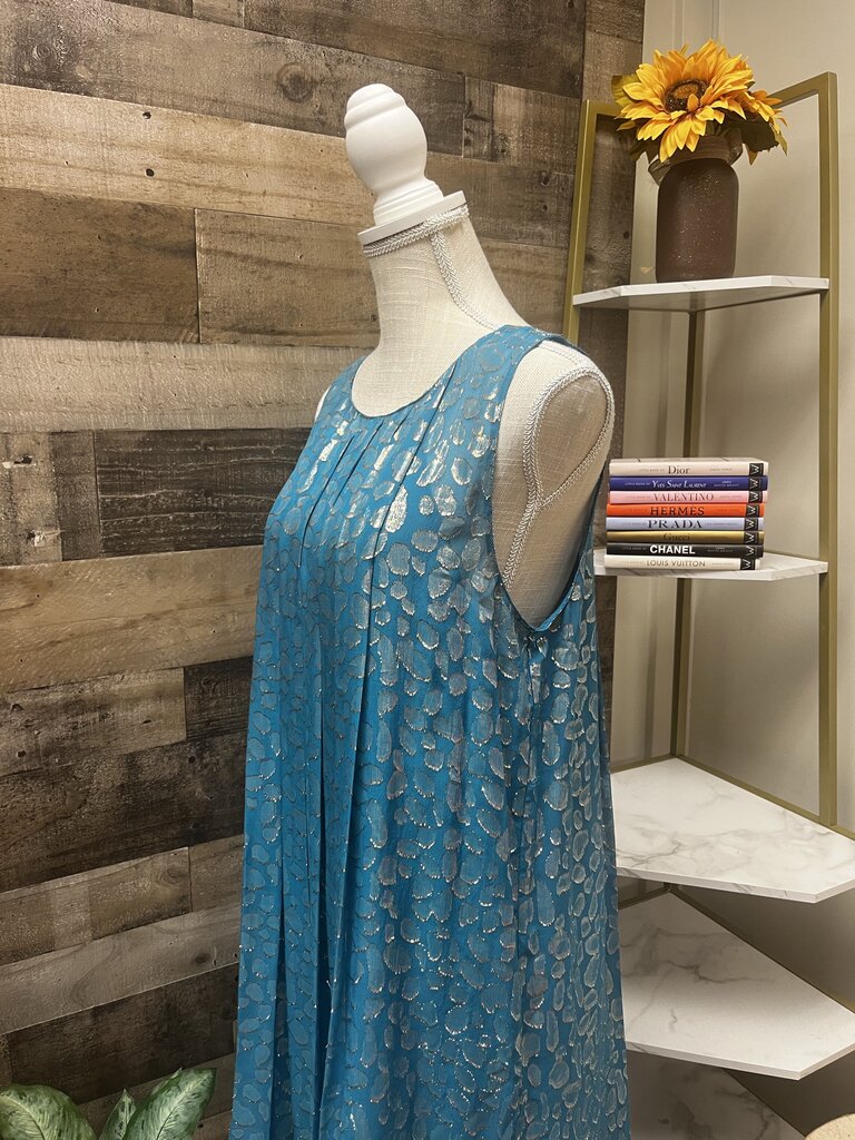 S+B Silk and Metallic Tank Shift Dress Size 12