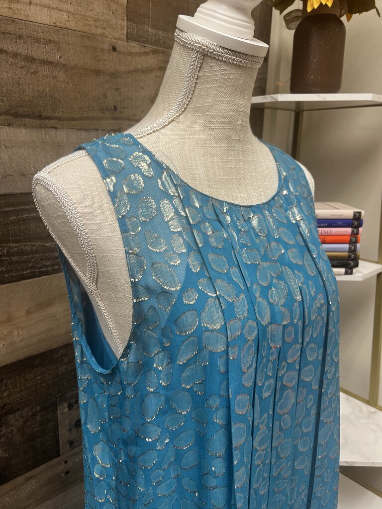 S+B Silk and Metallic Tank Shift Dress Size 12