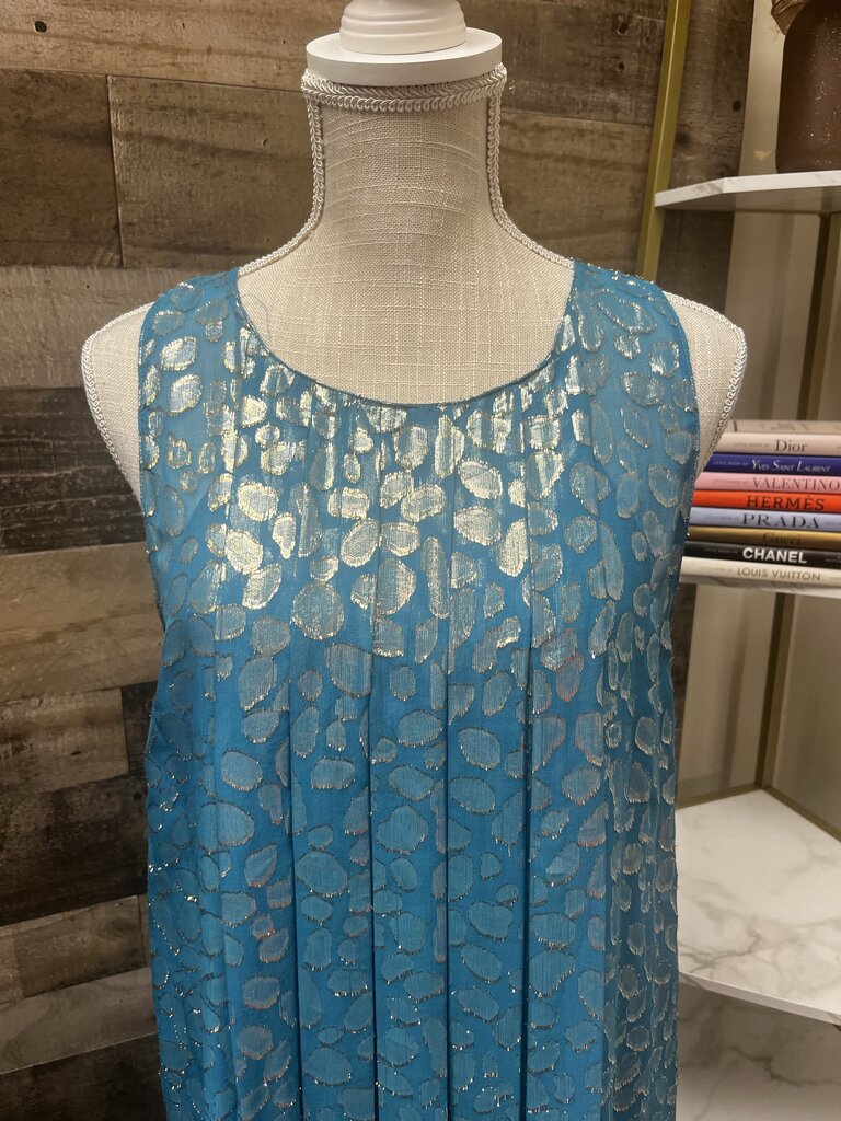 S+B Silk and Metallic Tank Shift Dress Size 12