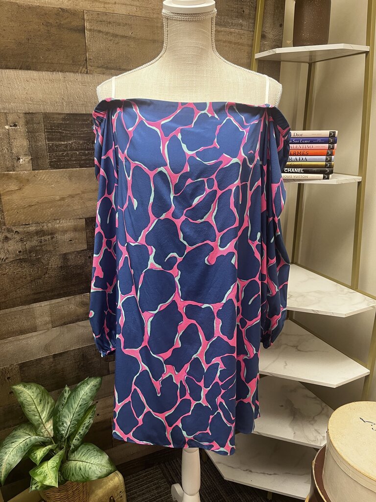 Lilly Pulitzer Off-the-Shoulder Blue Patterned Top Size M