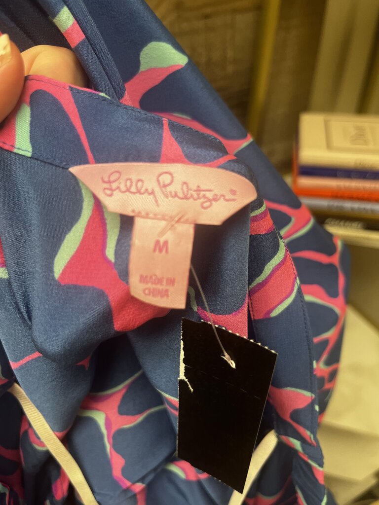 Lilly Pulitzer Off-the-Shoulder Blue Patterned Top Size M
