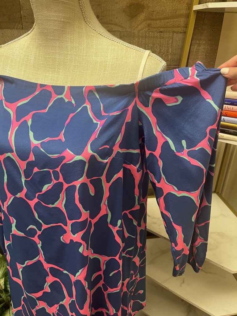 Lilly Pulitzer Off-the-Shoulder Blue Patterned Top Size M