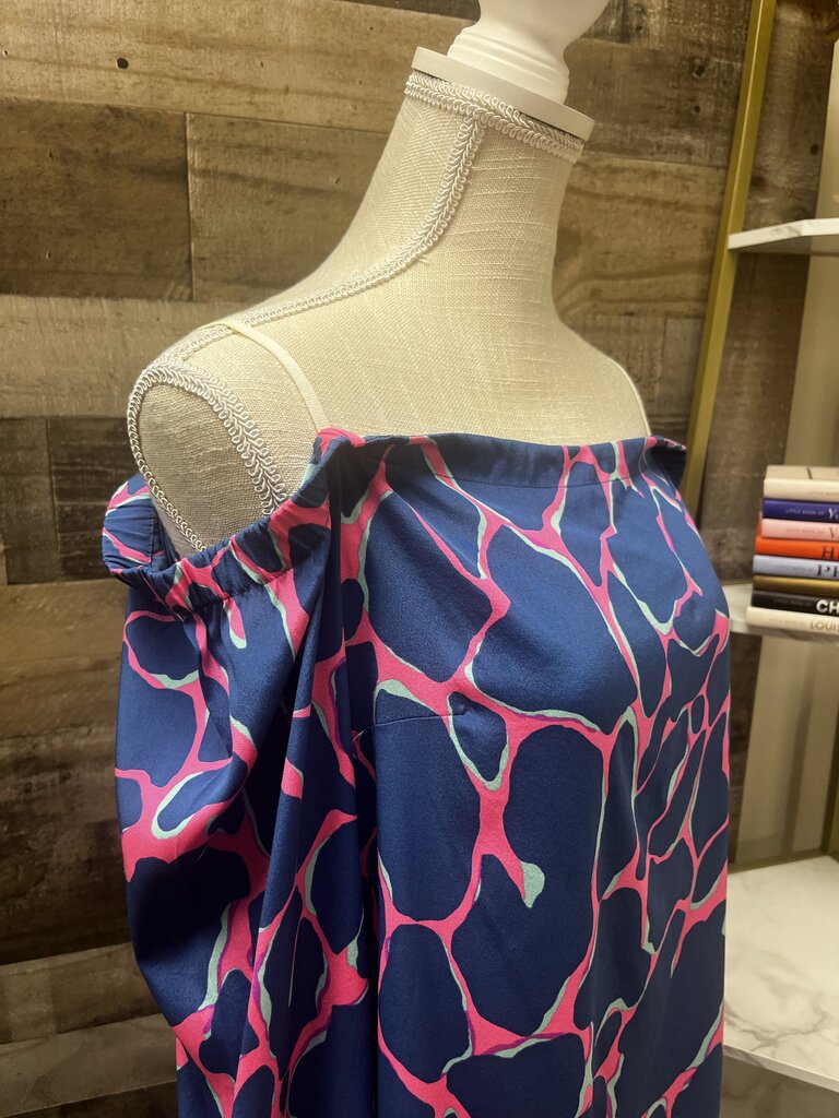 Lilly Pulitzer Off-the-Shoulder Blue Patterned Top Size M