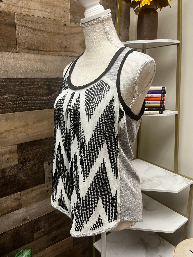 Anthropologie Dolan Silk Chevron Rivet Trimmed Tank Size S