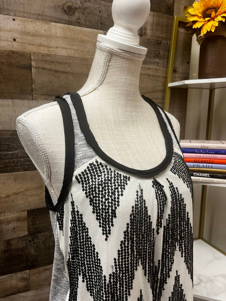 Anthropologie Dolan Silk Chevron Rivet Trimmed Tank Size S