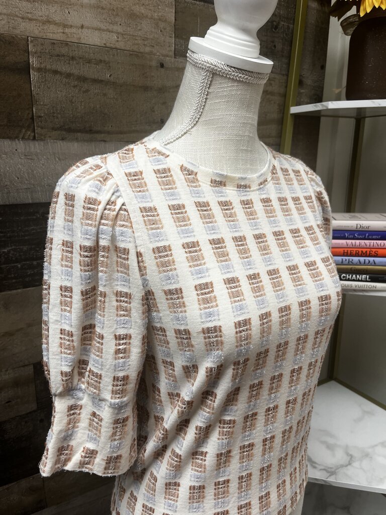 Lou & Grey Cream 3/4 Sleeve Embroidered Top Size XS