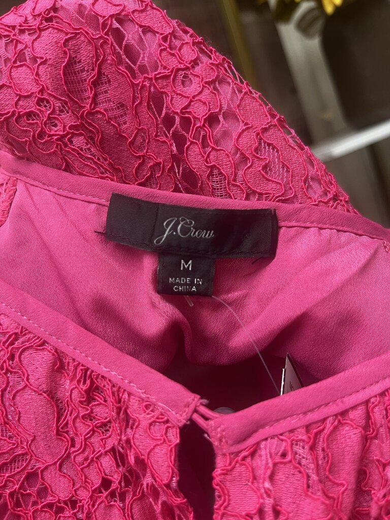 J.Crew Pink Lace Keyhole Top Size M