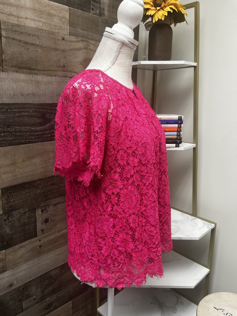 J.Crew Pink Lace Keyhole Top Size M