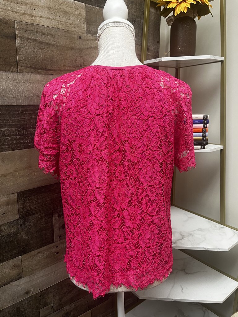 J.Crew Pink Lace Keyhole Top Size M