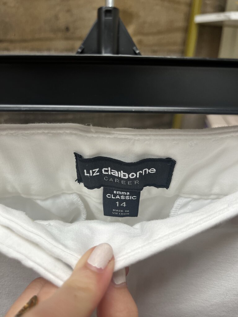 Liz Claiborne Career White Emma Classic Pant Size 14