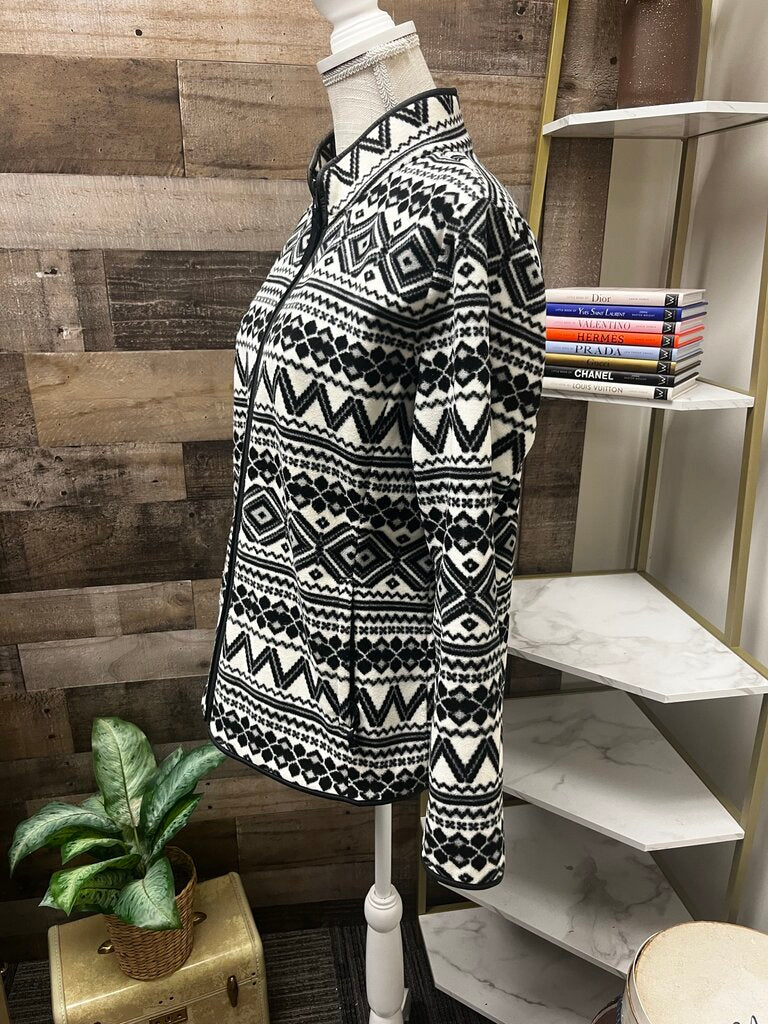 Talbots Geo-Print Fair Isle Polar Fleece Jacket Petite L