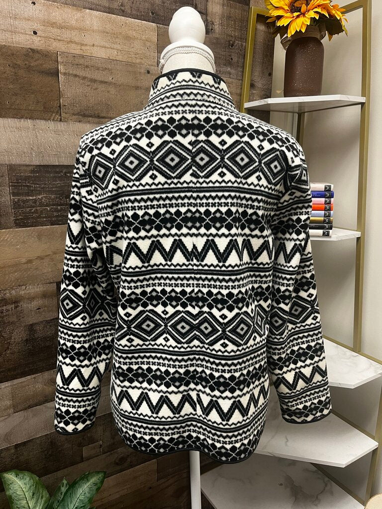Talbots Geo-Print Fair Isle Polar Fleece Jacket Petite L
