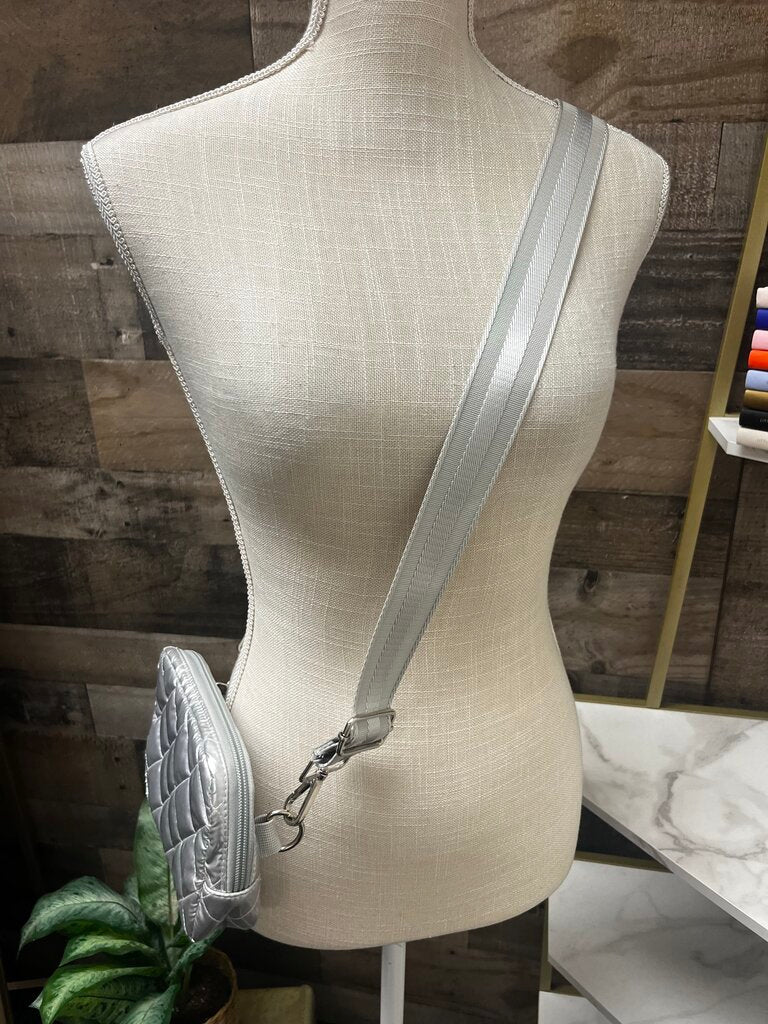 Haute Shore Silver Metallic Cross Body Belt Bag
