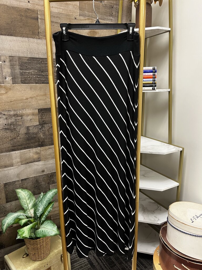 Karen by Karen Kane Black/White Striped Maxi Skirt Size L