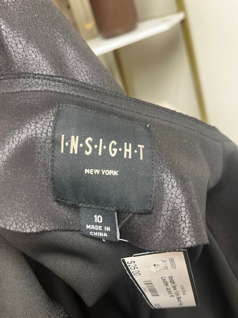 Insight New York Black Faux Leather Jacket Size 10