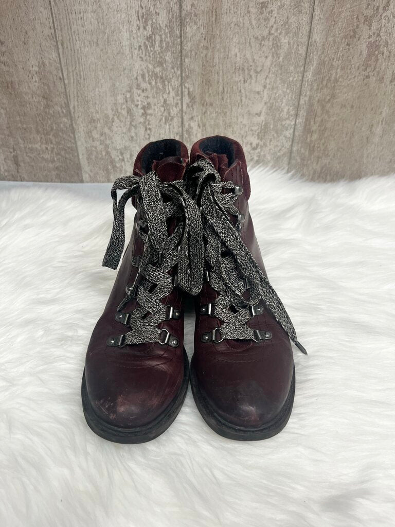 Sam Edelman Darrah Burgundy Leather Combat Boots Size 7.5