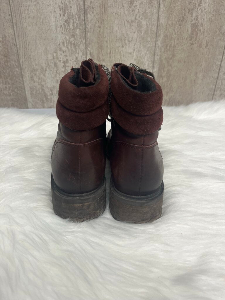 Sam Edelman Darrah Burgundy Leather Combat Boots Size 7.5