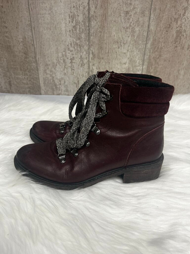 Sam Edelman Darrah Burgundy Leather Combat Boots Size 7.5