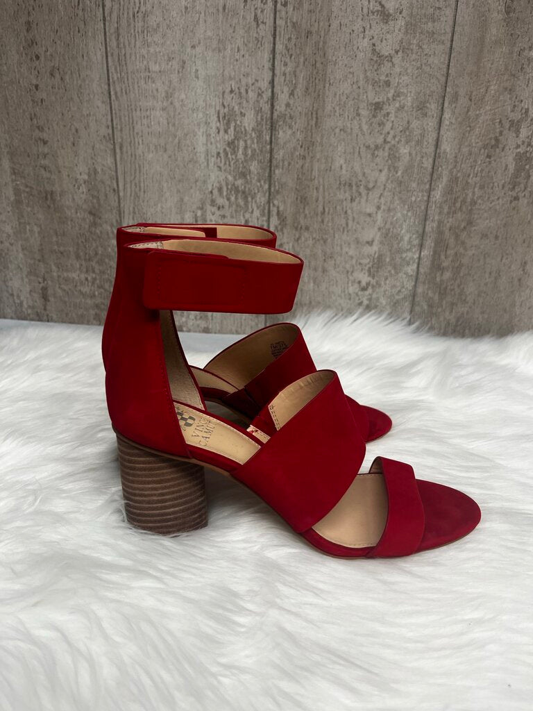 Never Worn Vince Camuto Red Suede Strap Heeled Sandals Size 7