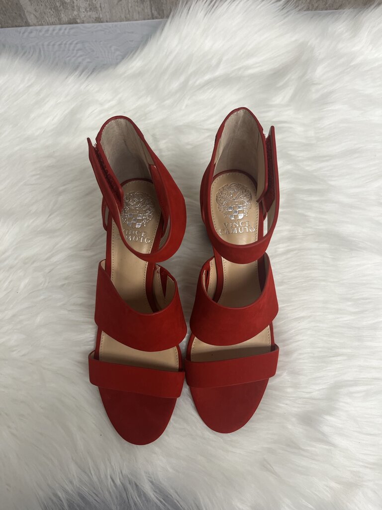 Never Worn Vince Camuto Red Suede Strap Heeled Sandals Size 7