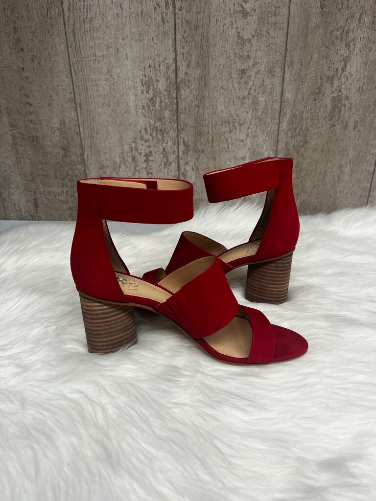 Never Worn Vince Camuto Red Suede Strap Heeled Sandals Size 7