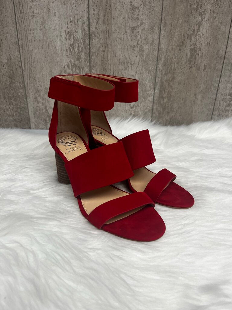 Never Worn Vince Camuto Red Suede Strap Heeled Sandals Size 7