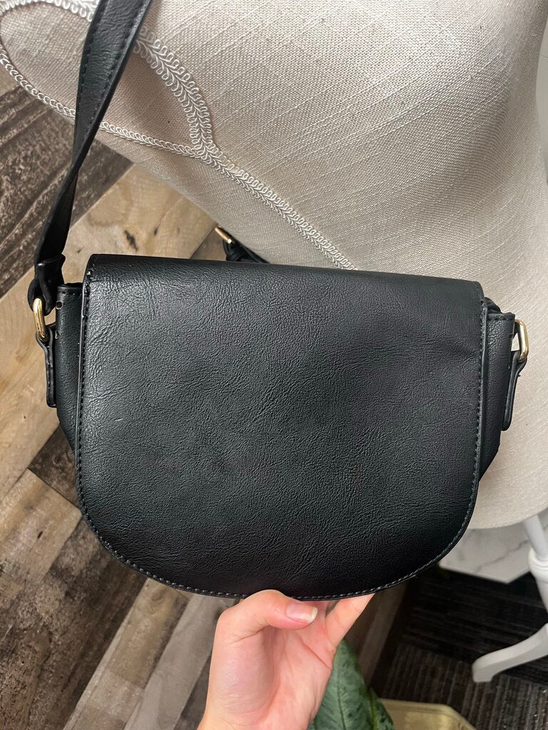 Street Level Faux Leather Black Crossbody Bag