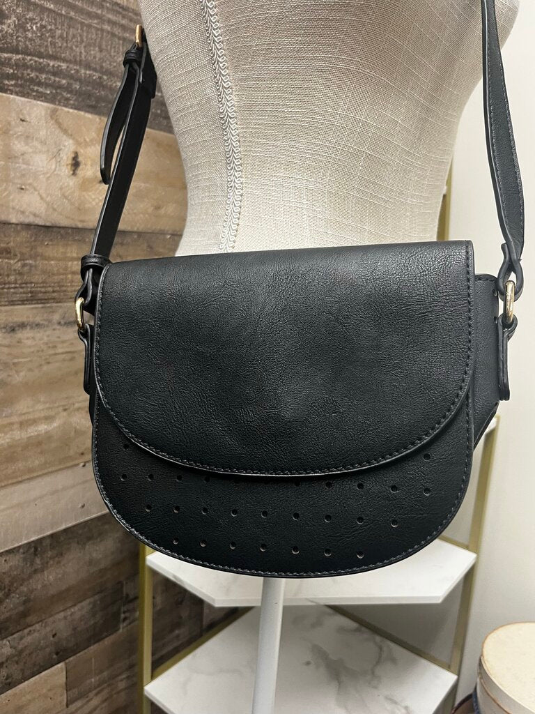 Street Level Faux Leather Black Crossbody Bag