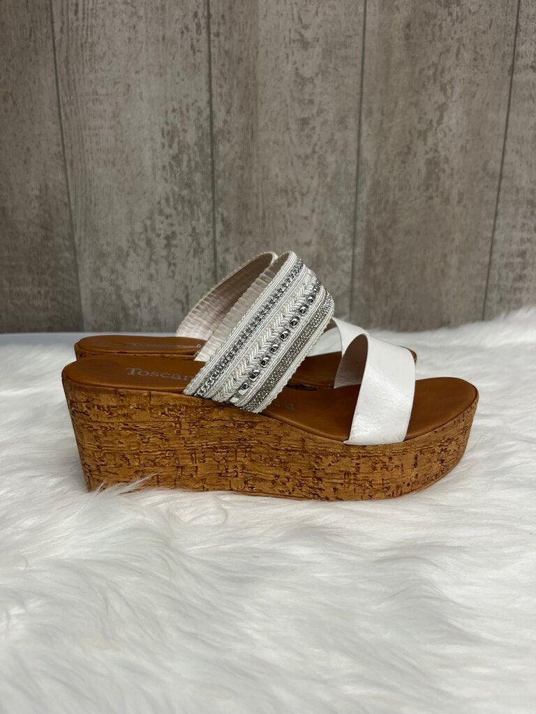 Toscanella Handmade in Italy Gracelin Wedge Rhinestone Sandals Size 8.5