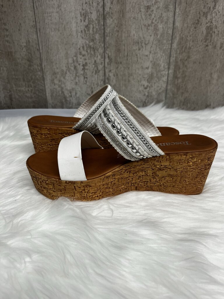 Toscanella Handmade in Italy Gracelin Wedge Rhinestone Sandals Size 8.5