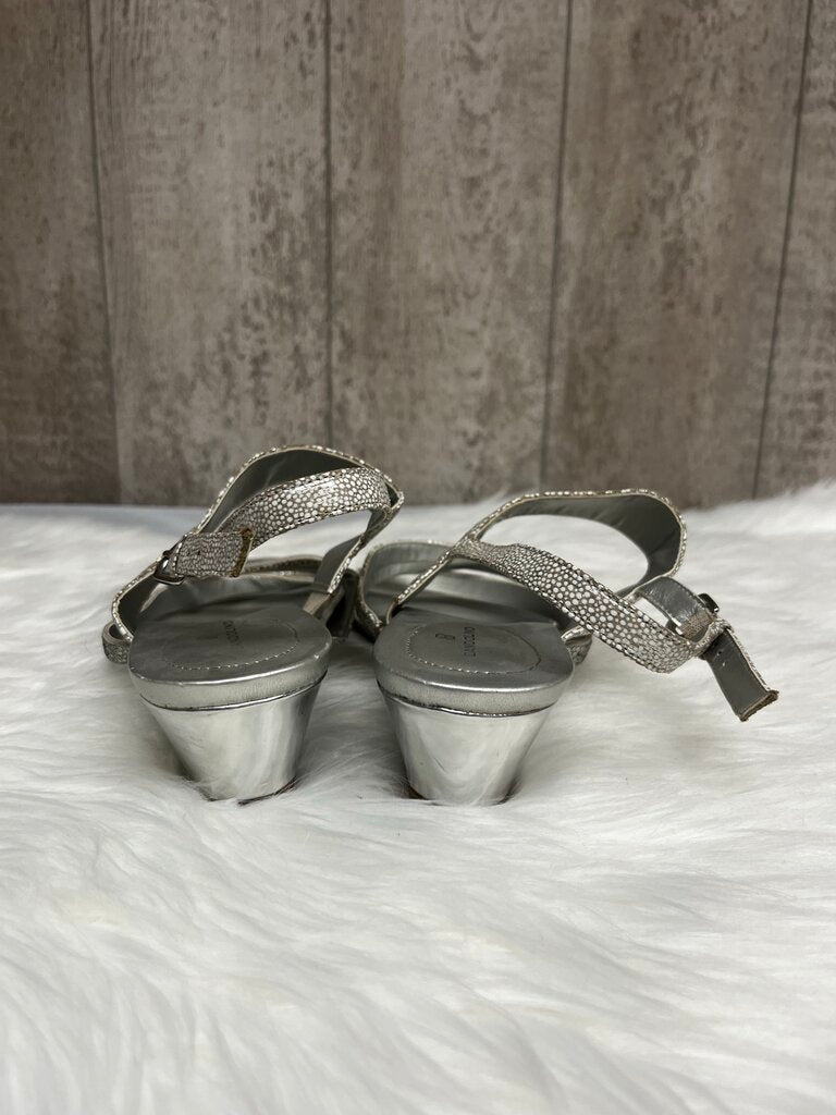 Bandolino Silver Strappy Wedge Sandals With Sequins Size 9