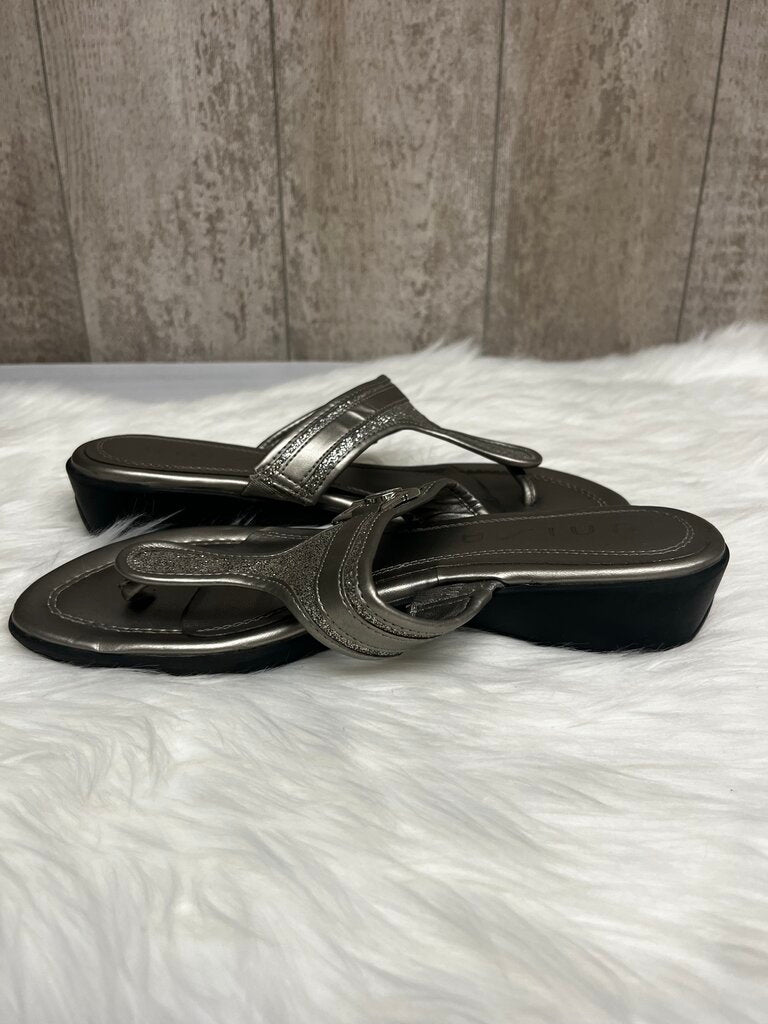 Unisa Silver Glitter Slip-On Wedge Sandals Size 8.5