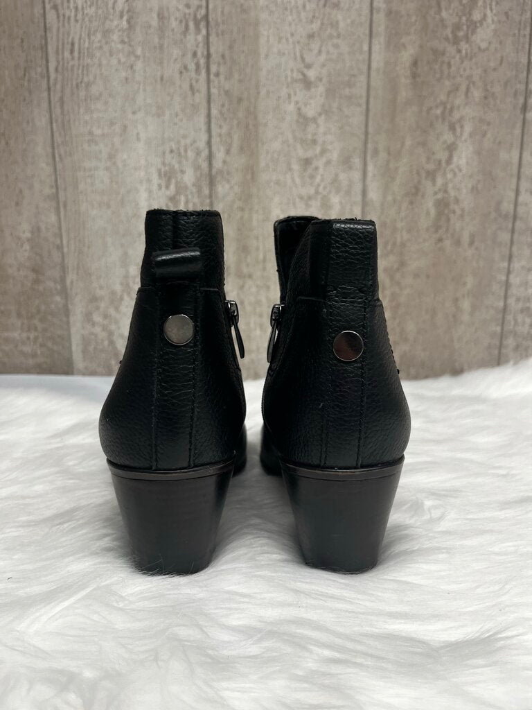 Franco Sarto ORESTE Black Leather Zip Ankle Boots Size 9