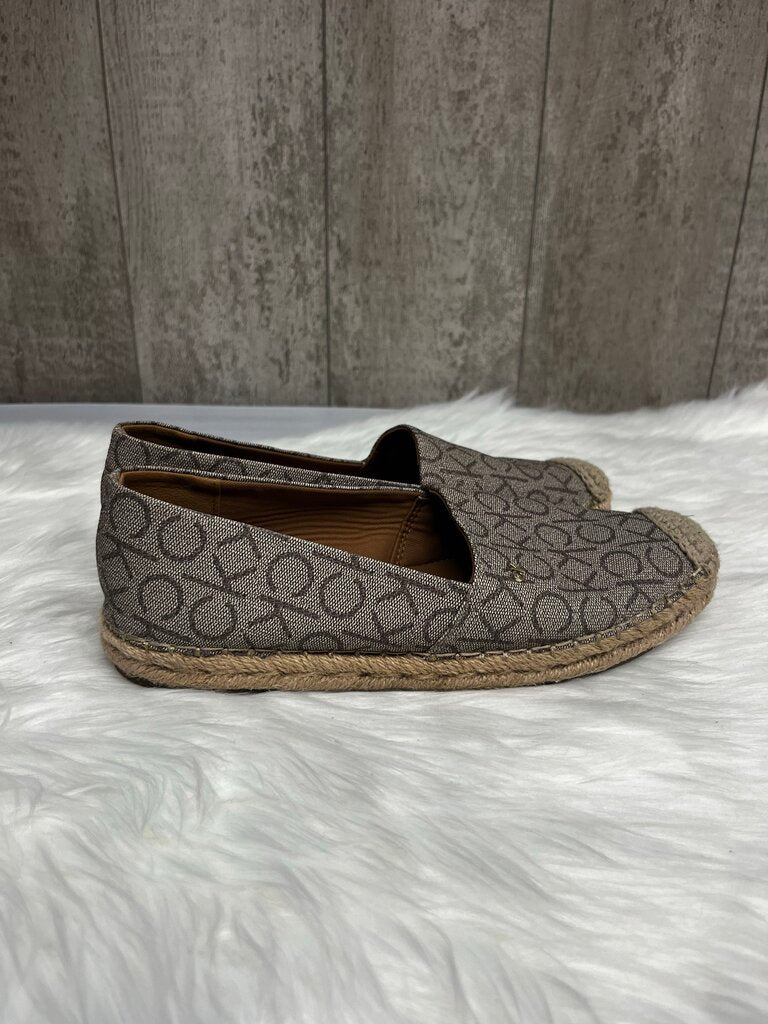 Calvin Klein Tan Logo Espadrille Flat Loafers Size 8.5