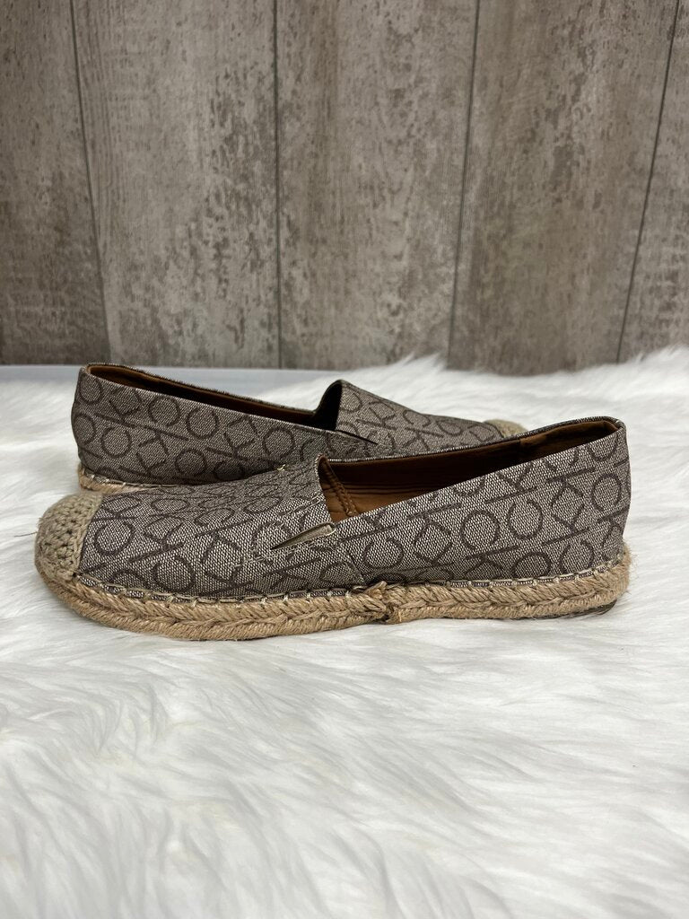 Calvin Klein Tan Logo Espadrille Flat Loafers Size 8.5