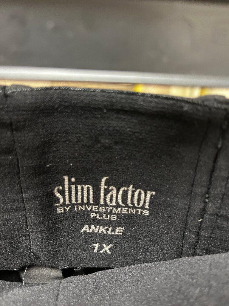 Slim Factor by Investments Plus Black Straight Ankle Pants Size XL