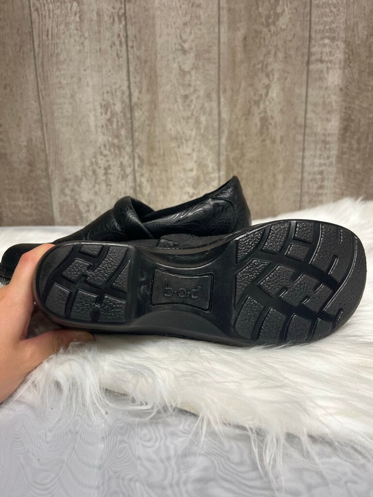 BOC Born Concepts Peggy Tooled Clog Black Embossed Slip On Comfort Shoes Size 8.5
